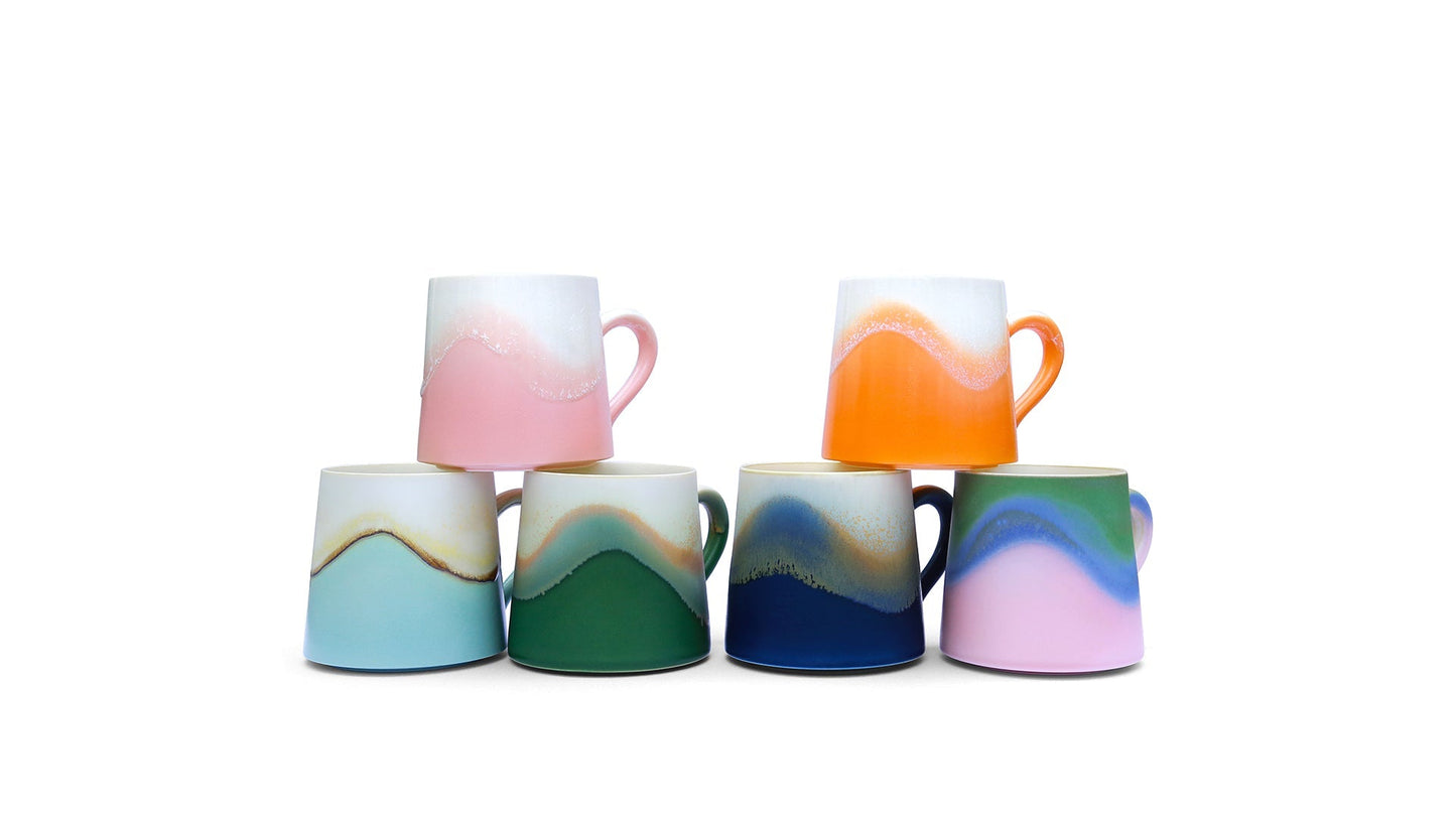 Cheralle handmade porcelain coffee mugs in multiple glaze colors - porcelain vs ceramic comparison guide