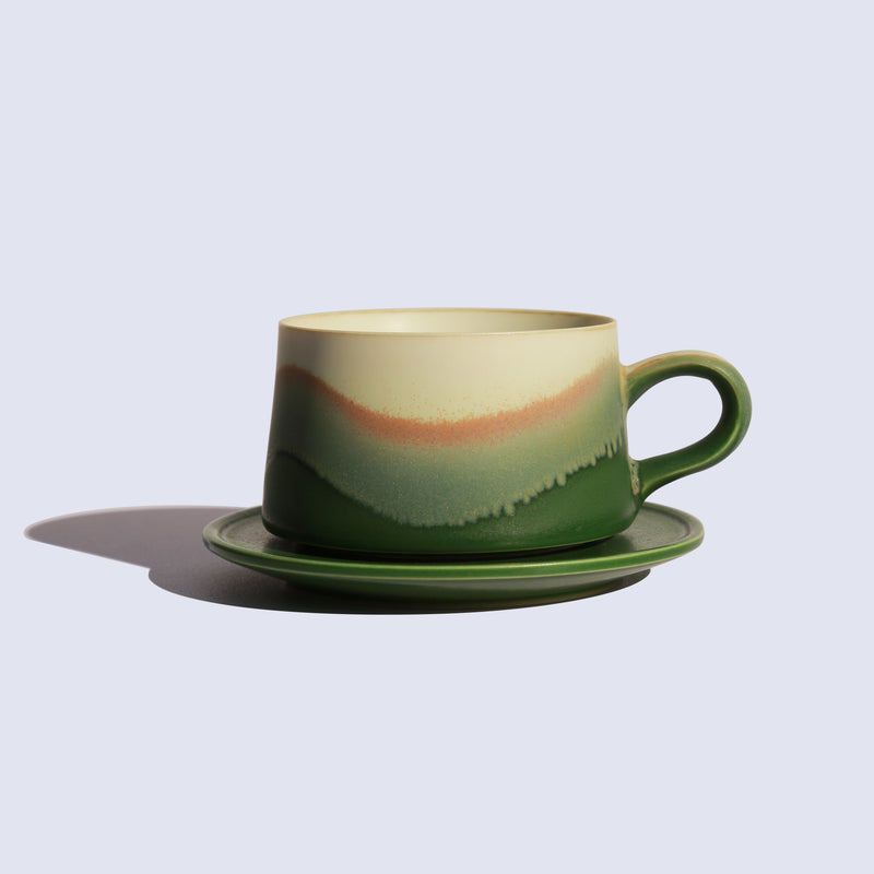 Sage green handmade ceramic mug — Cheralle Wave Series 8oz