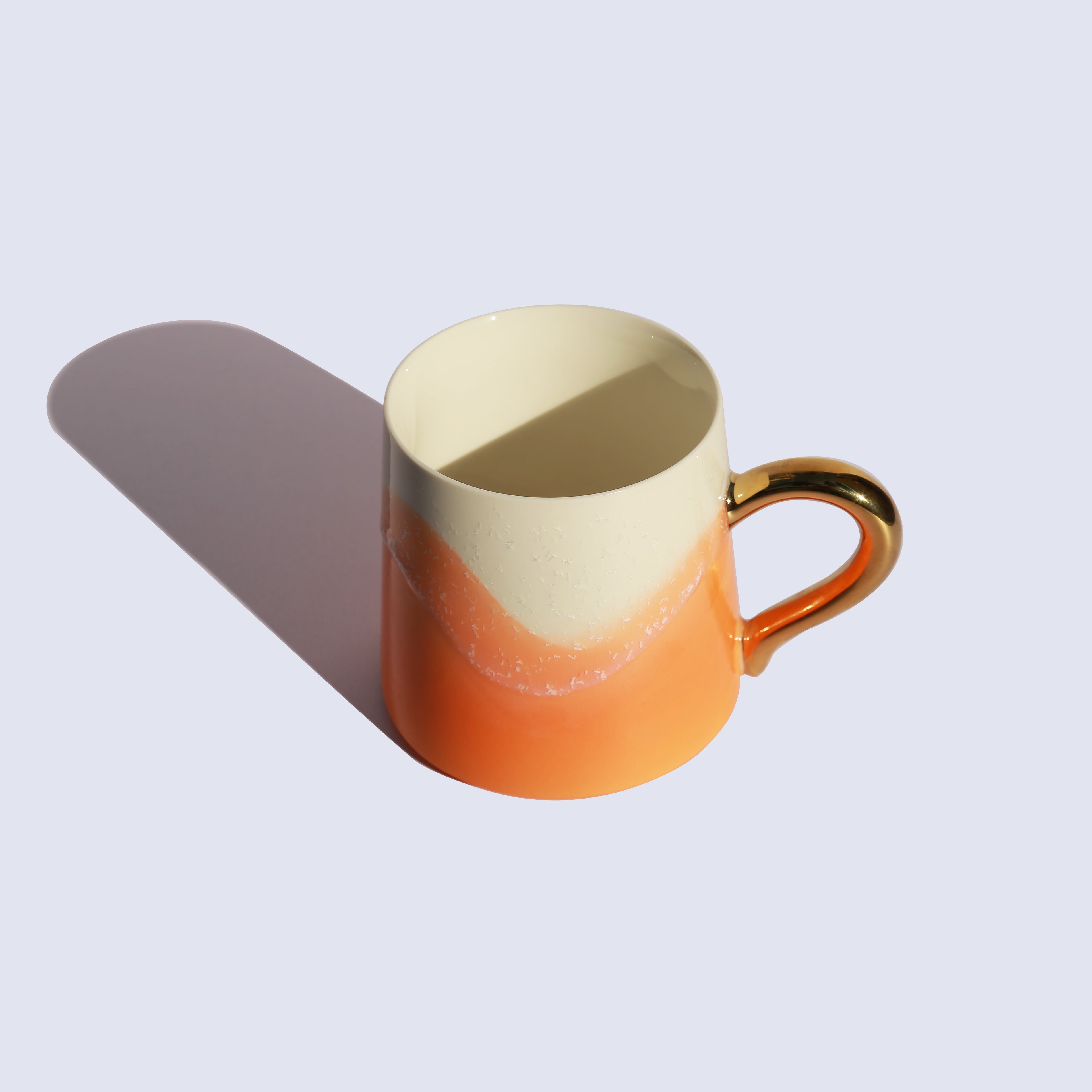 Orange Artisan Coffee Mug with Gold Handle | Cheralle®