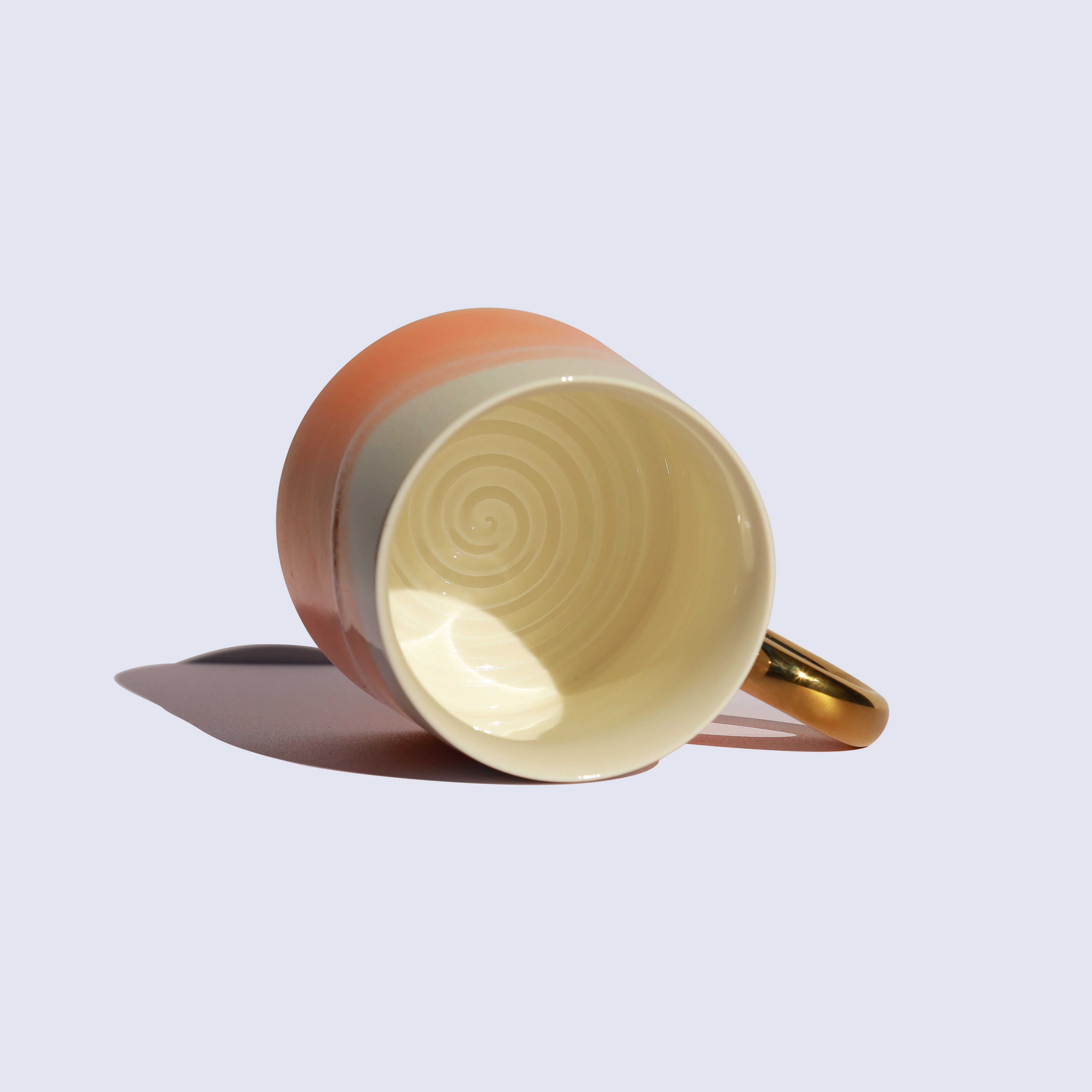 Orange Artisan Coffee Mug with Gold Handle | Cheralle®