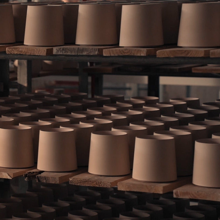Second Drying of Cheralle Handmade Ceramic Cups Production