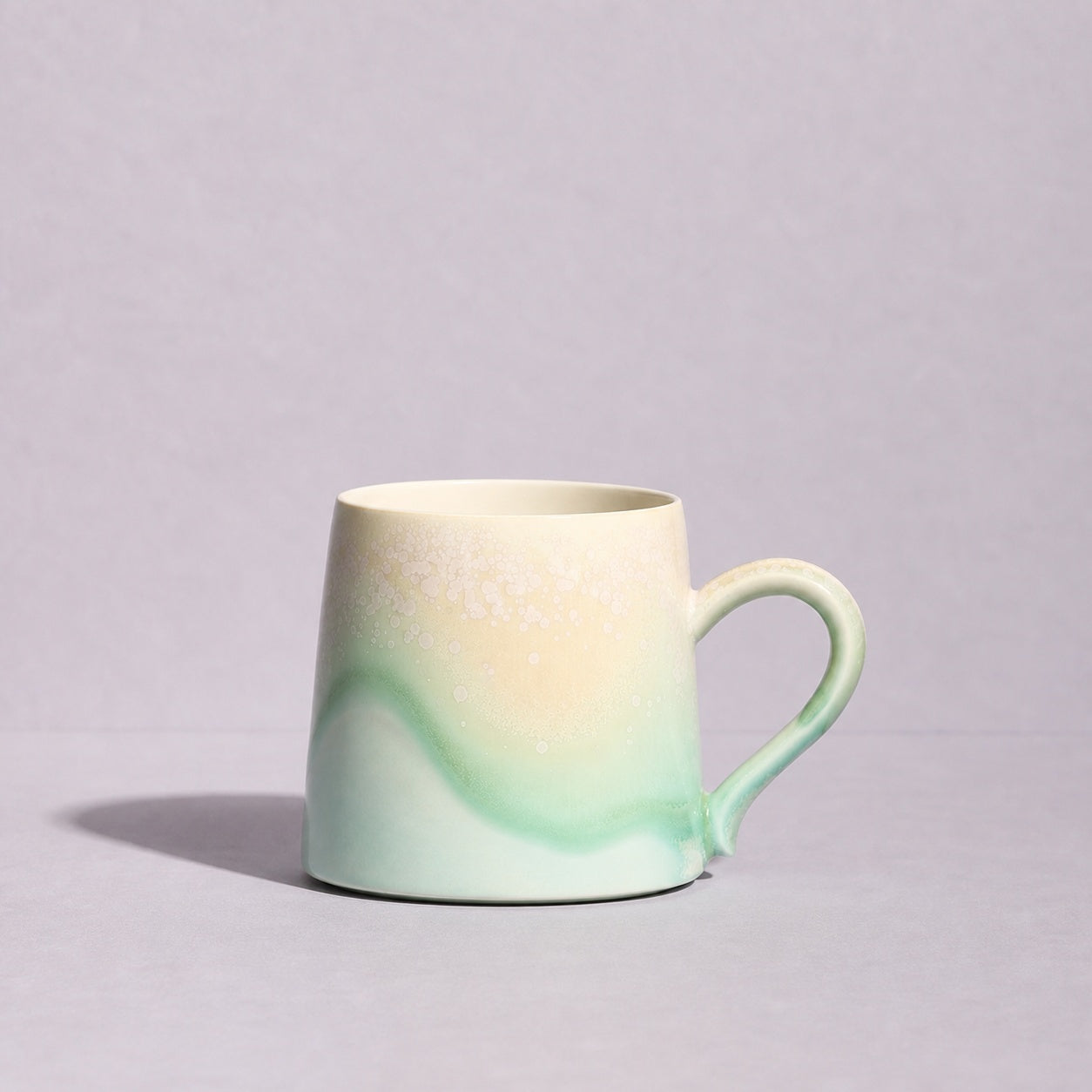 Cheralle Tide Collection Mint Green mug in a front three-quarter view