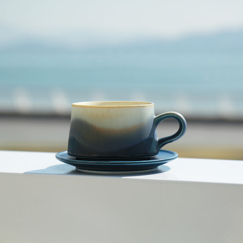 Cobalt blue handmade ceramic mug — Cheralle Wave Series 8oz