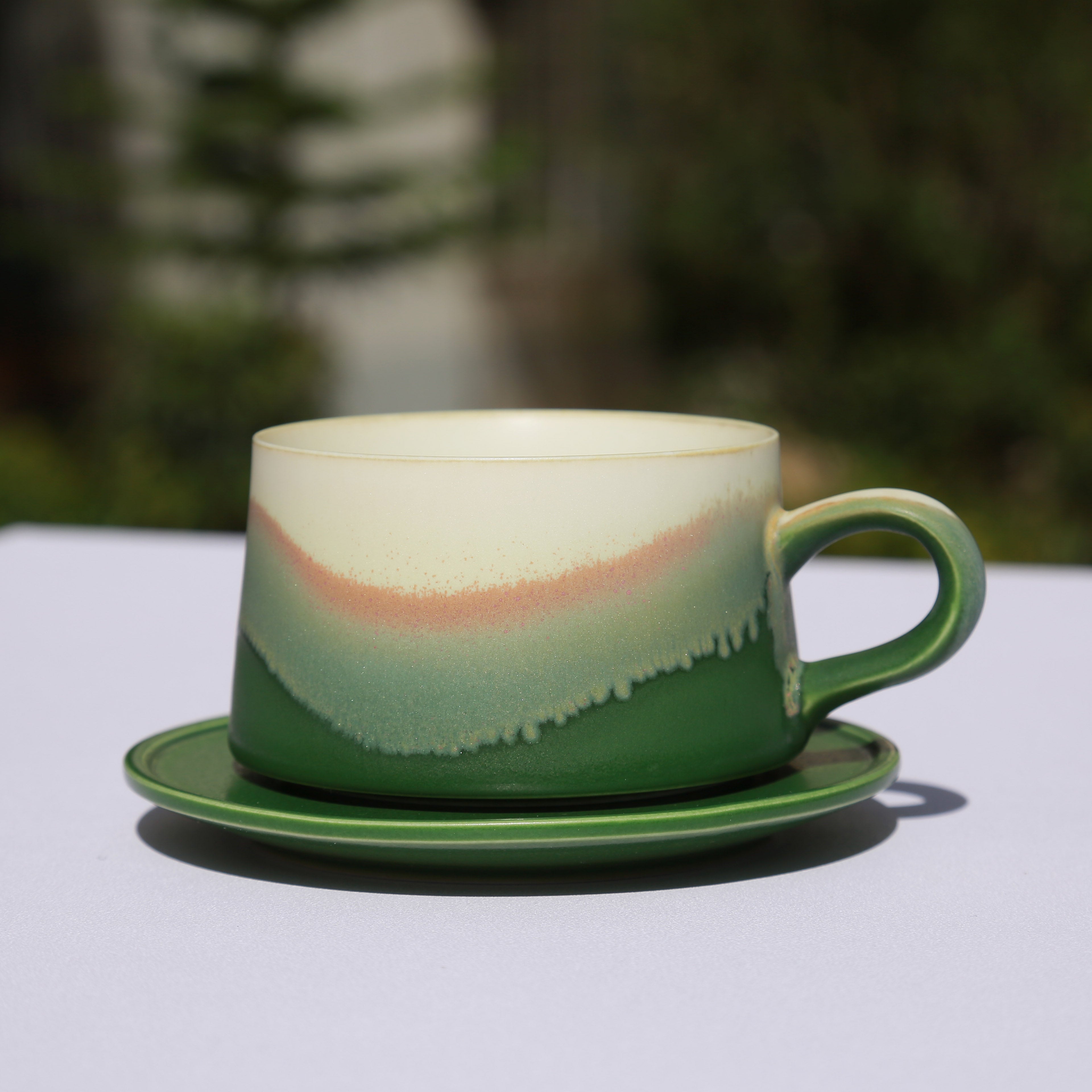 Green handcrafted coffee cup 8oz | Cheralle